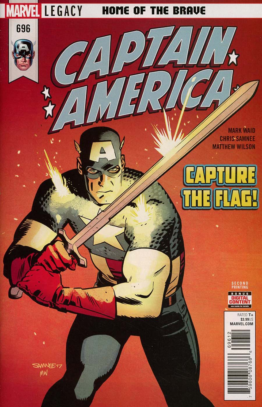 Captain America Vol 8 #696 Cover C 2nd Ptg Variant Chris Samnee Cover (Marvel Legacy Tie-In)