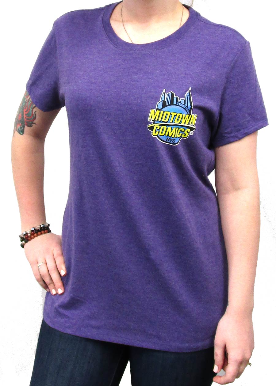 Midtown Comics Logo Juniors Purple Frost Tri-Blend Heathered T-Shirt Large