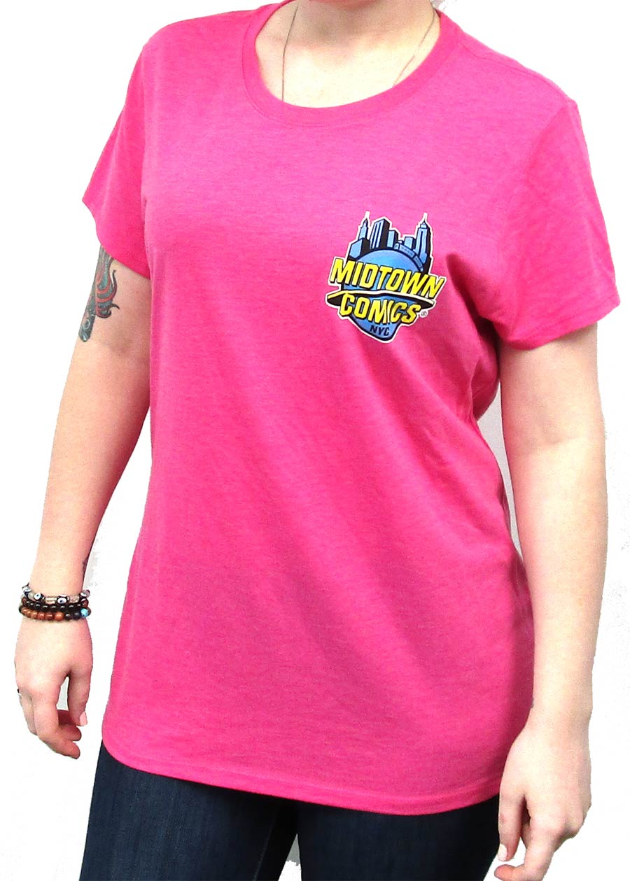 Midtown Comics Logo Juniors Fuschia Frost Tri-Blend Heathered T-Shirt Large