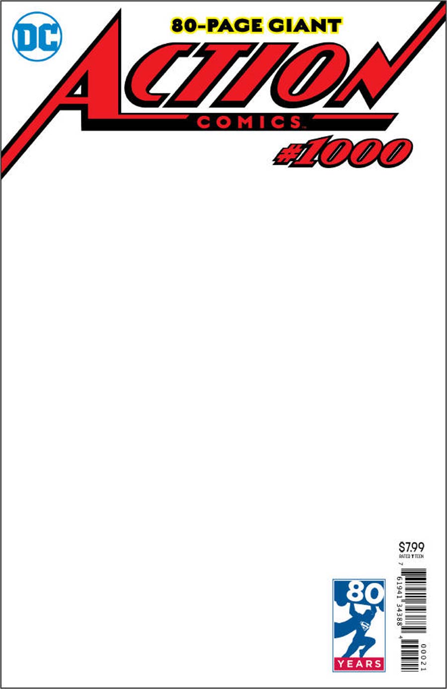 Action Comics Vol 2 #1000 Cover J Variant Blank Cover