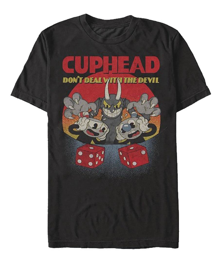 Cuphead Oh Noes Black T-Shirt Large
