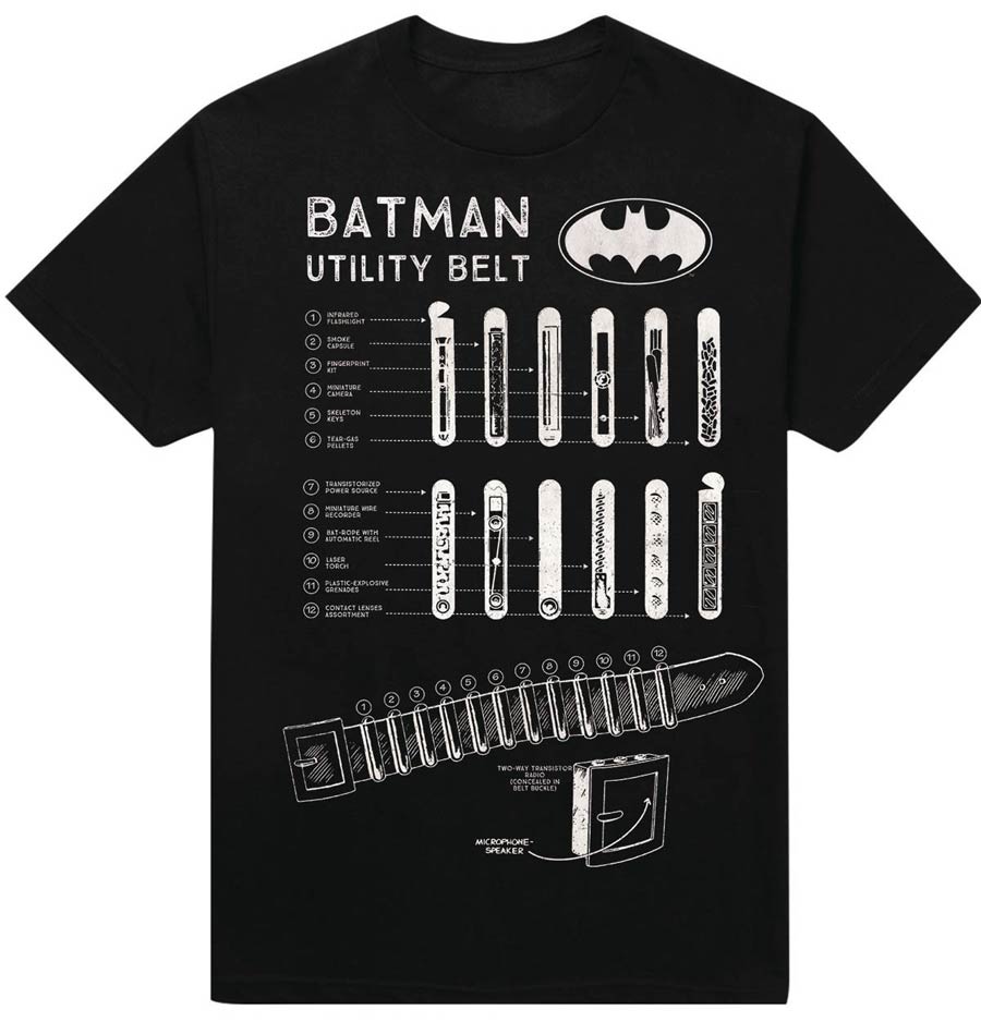 Batman Utility Belt Previews Exclusive Black T-Shirt Large