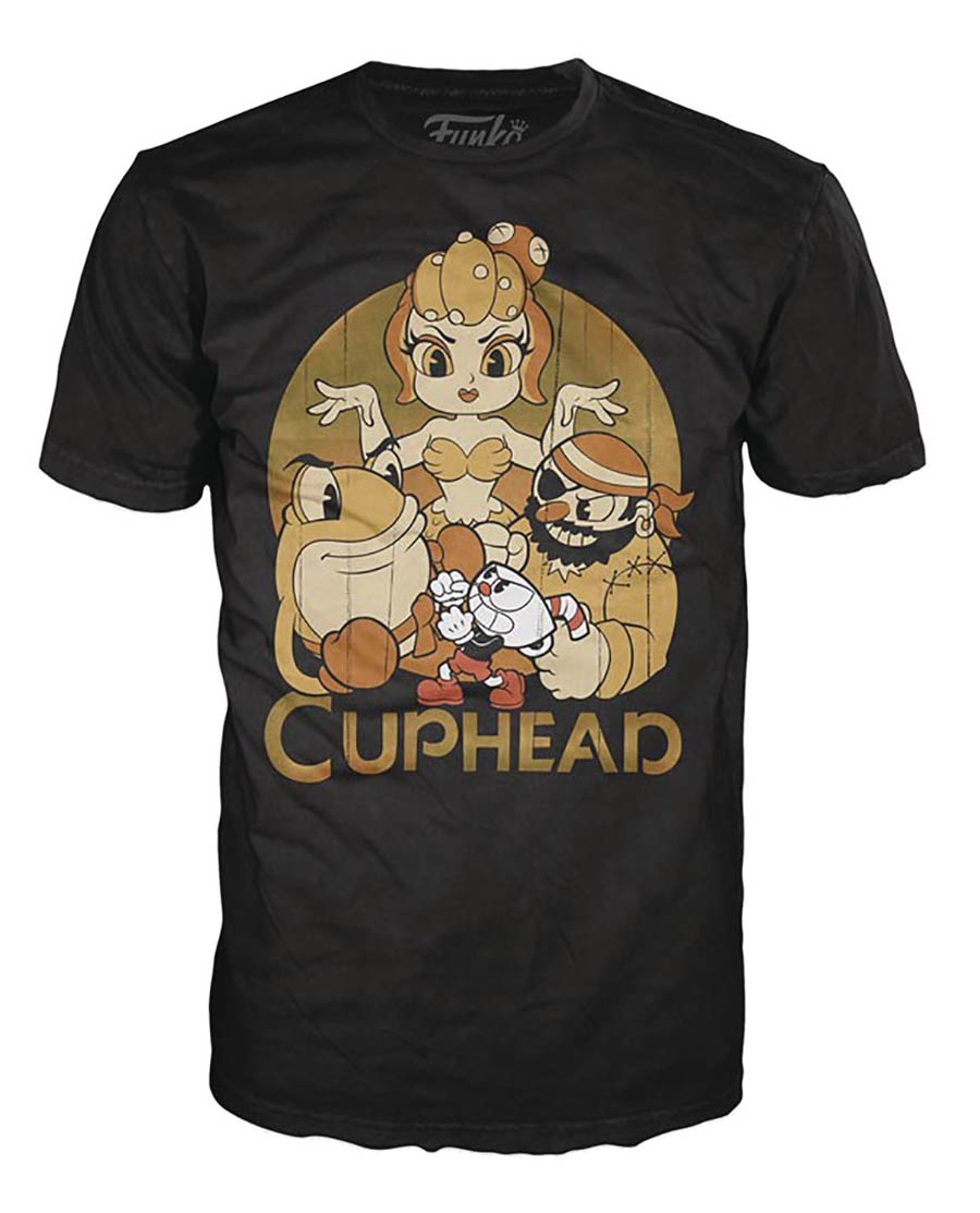 POP Tees Cuphead Cuphead And Bosses Black T-Shirt X-Small