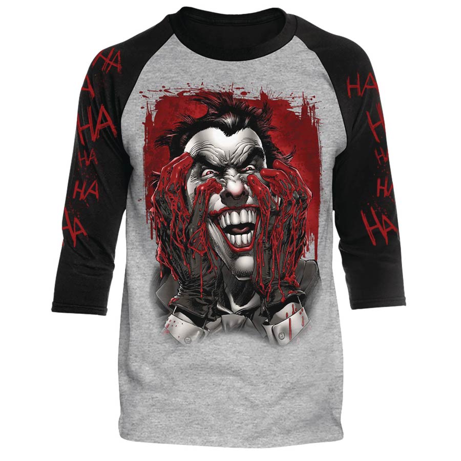 Batman Blood On Hands Heather/Black Raglan Shirt X-Large