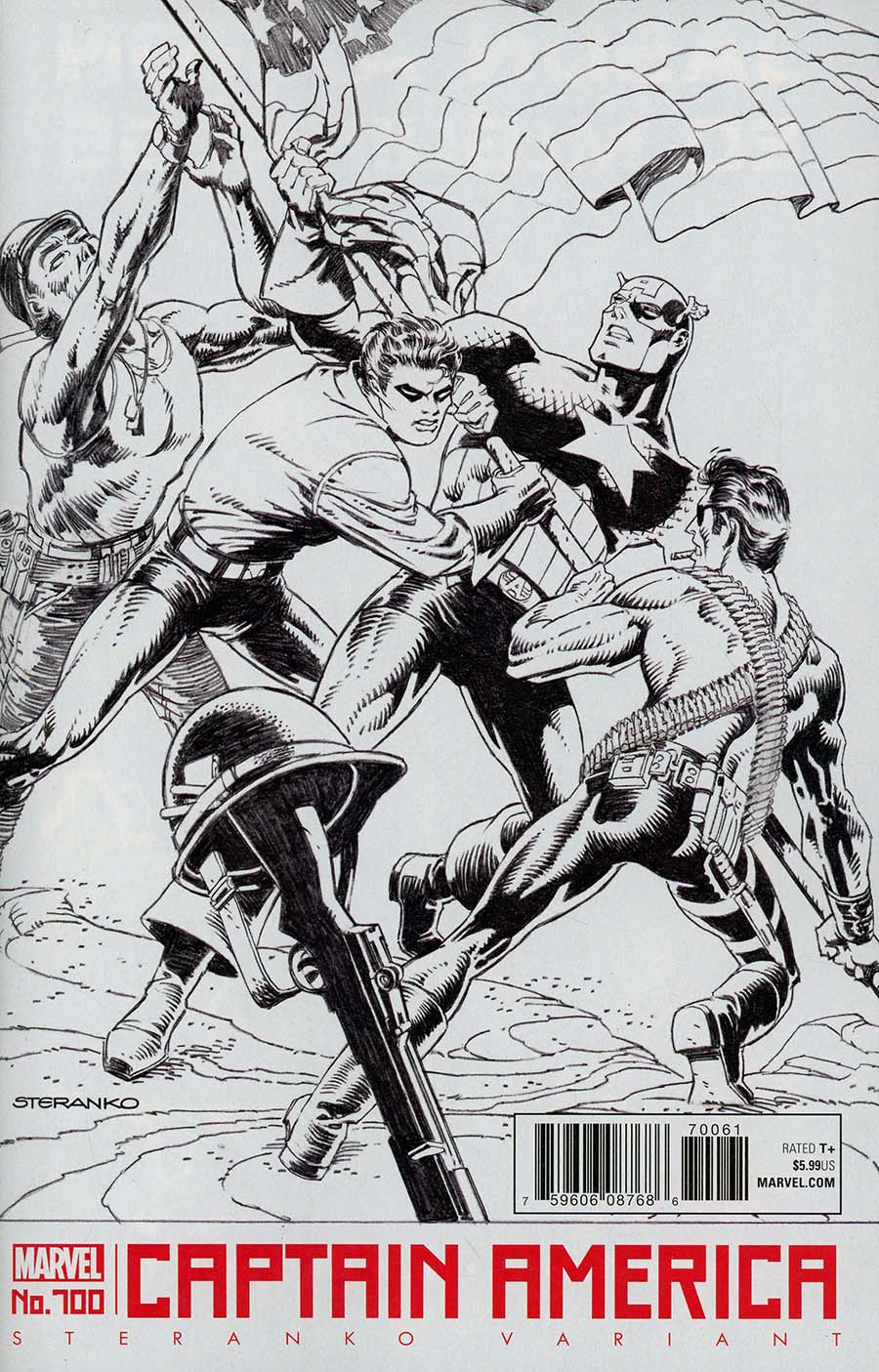 Captain America Vol 8 #700 Cover B Variant Jim Steranko Black & White Cover
