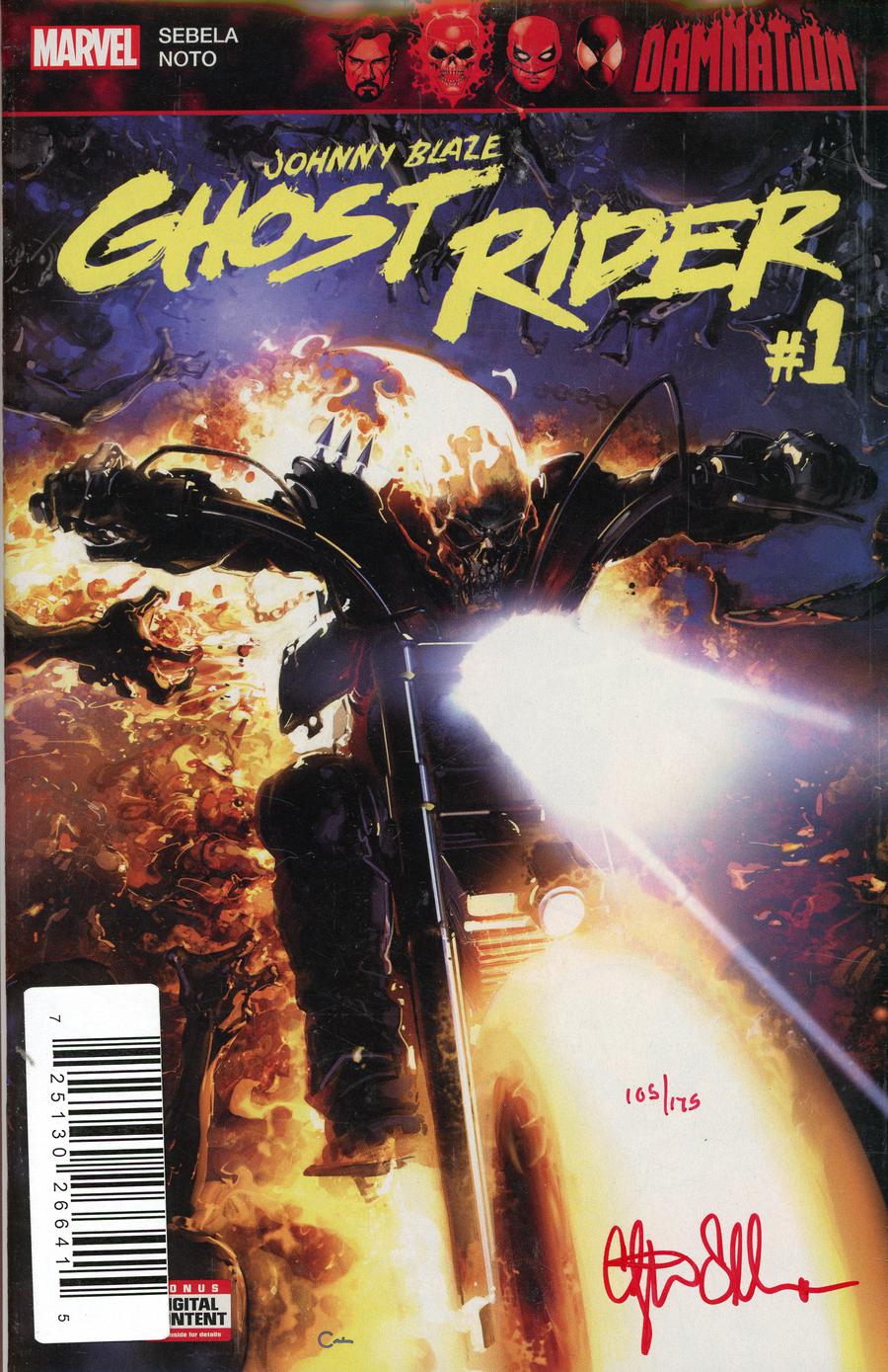 Damnation Johnny Blaze Ghost Rider #1 Cover C DF Signed By Chris Sebela