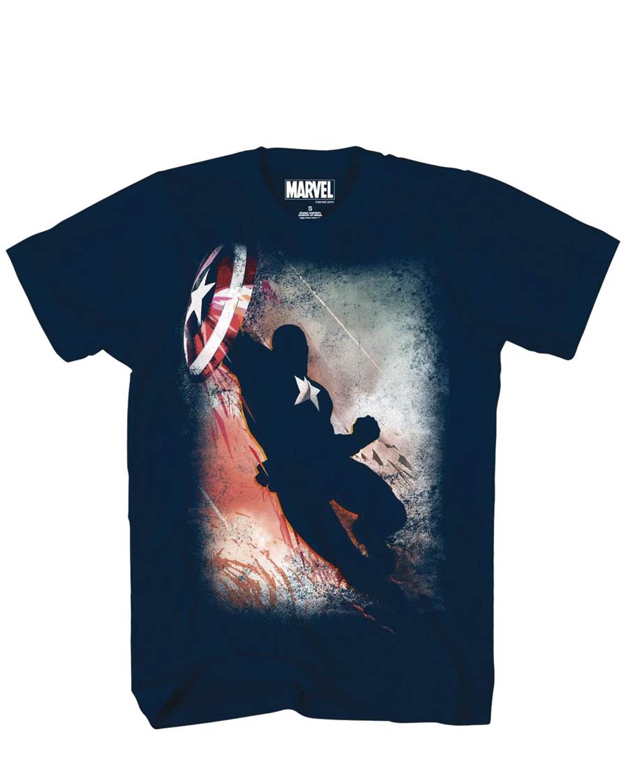 Captain America Captain Leap Previews Exclusive Navy T-Shirt Large