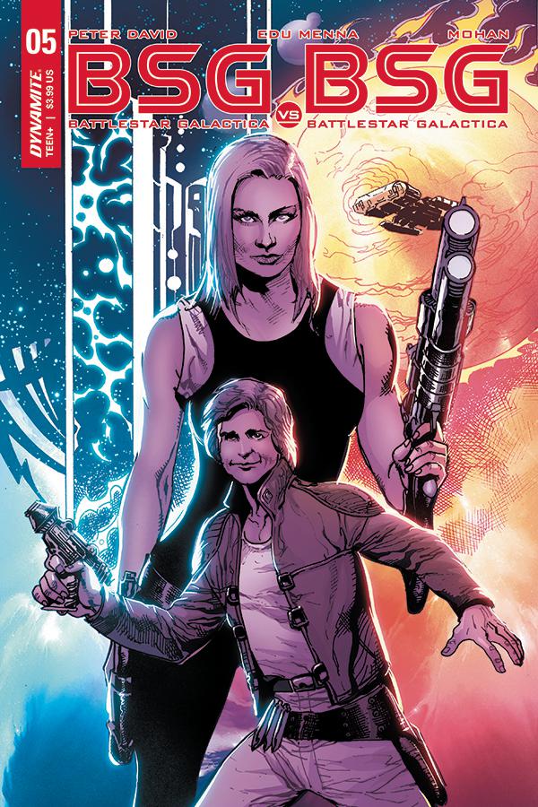 Battlestar Galactica vs Battlestar Galactica #5 Cover D Variant Roberto Castro Starbuck Split Cover