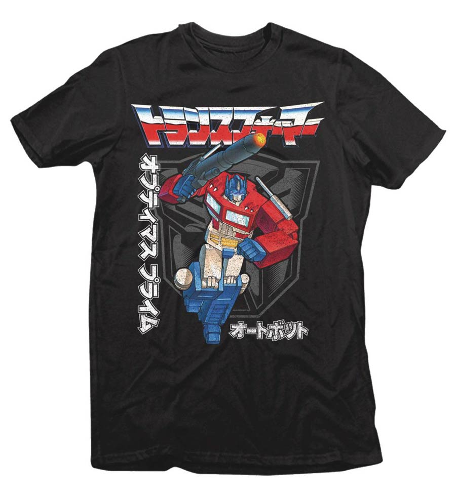 Transformers Japanese Text Black T-Shirt Large