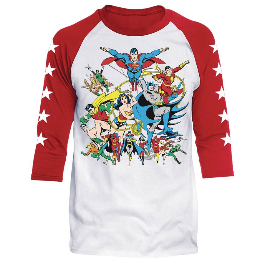 Justice League Assemble White/Red Raglan Shirt XX-Large