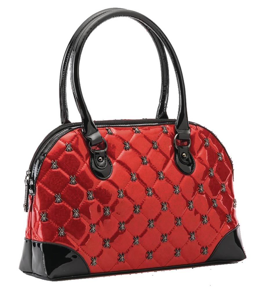 Lucy Quilted Red Handbag With Spider Hardware