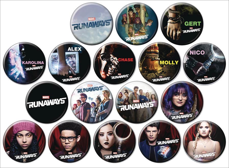 Marvel Runaways Button 144-Piece Assortment Case