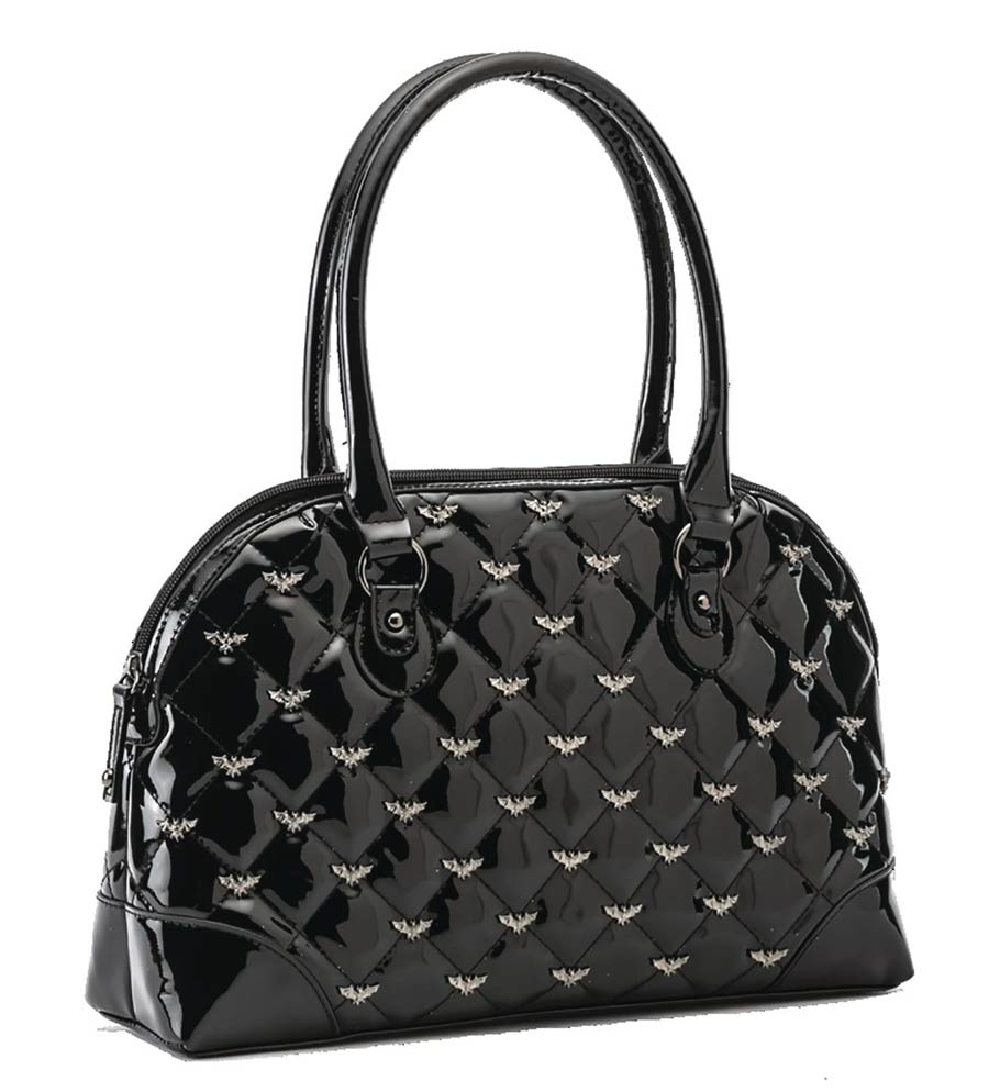 Mina Quilted Black Handbag With Bat Hardware