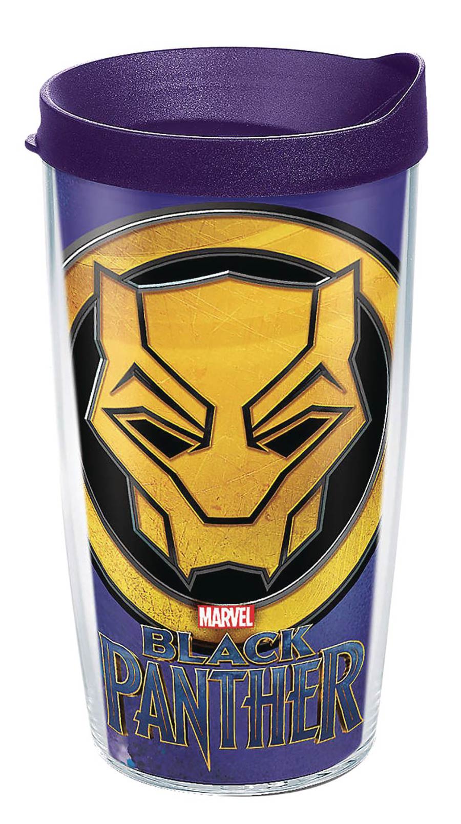 Black Panther 16-Ounce Tumbler With Purple Lid