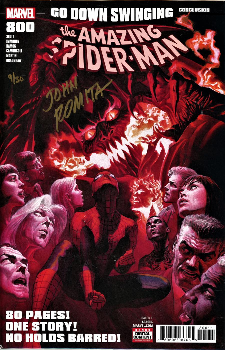 Amazing Spider-Man Vol 4 #800 Cover U DF Gold Signature Series Signed By John Romita Sr