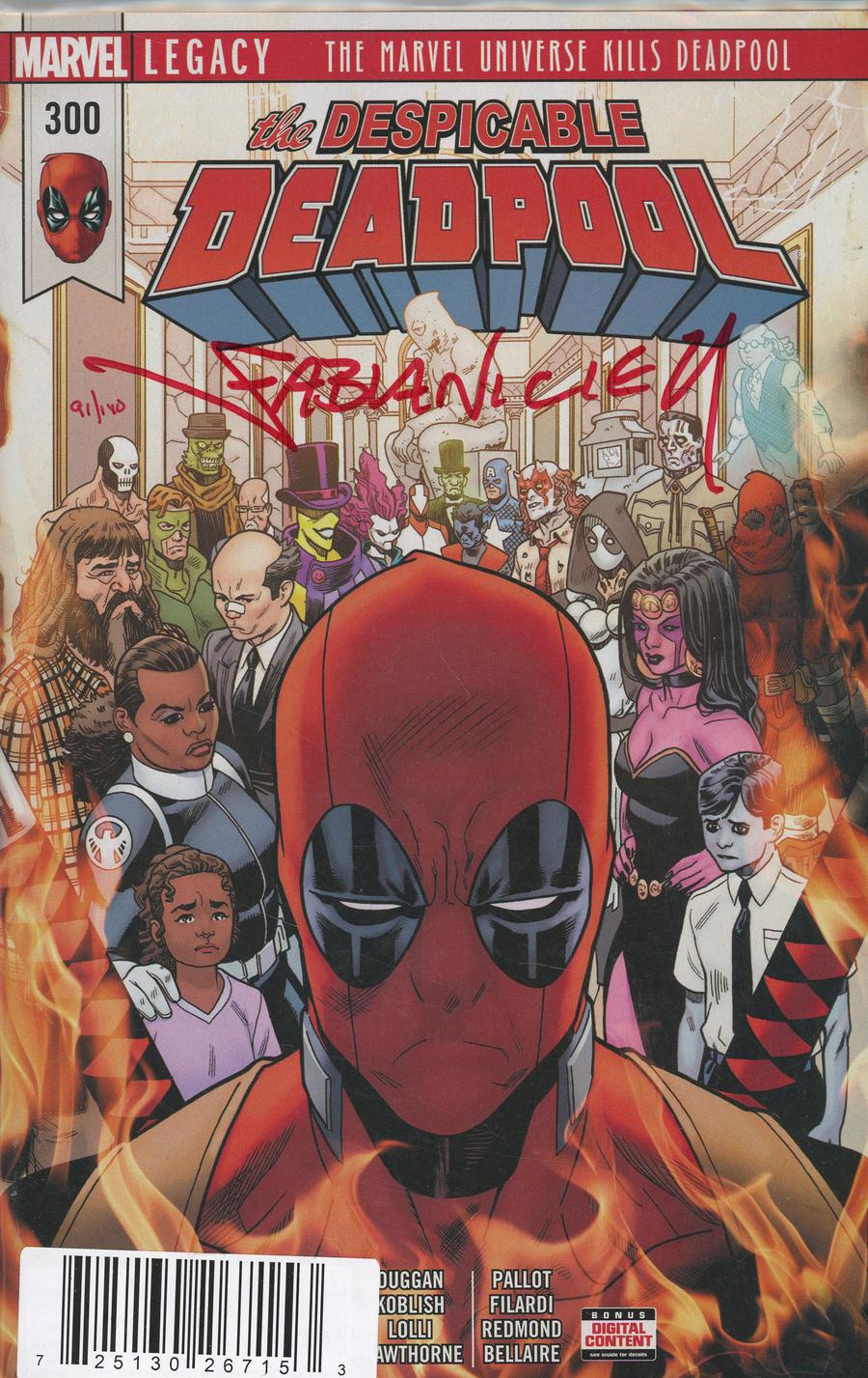 Despicable Deadpool #300 Cover F DF Blood Red Signature Series Signed By Fabian Nicieza