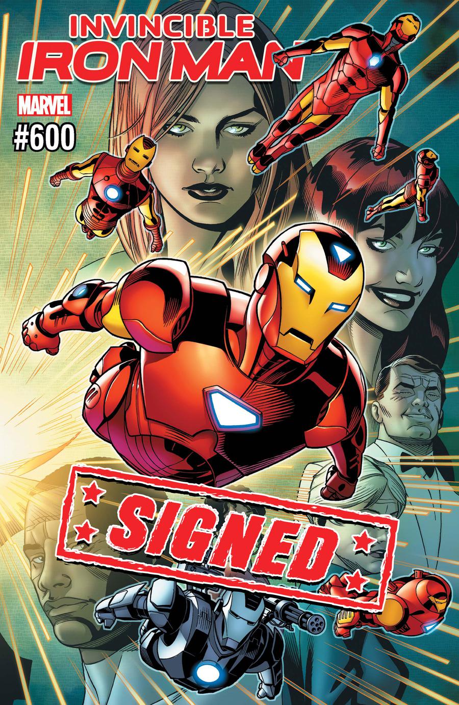 Invincible Iron Man Vol 3 #600 Cover H DF Signed By Brian Michael Bendis