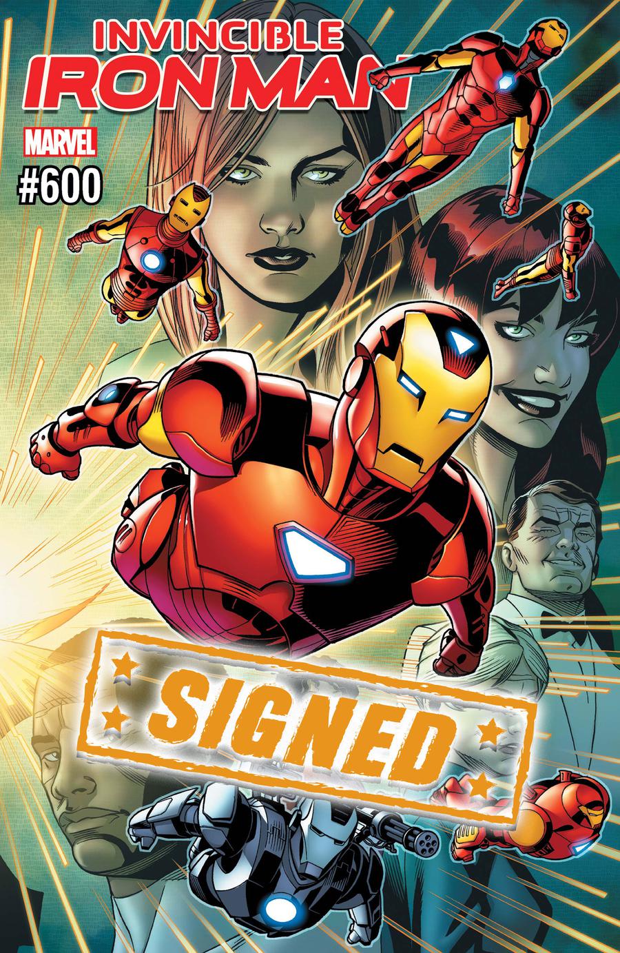 Invincible Iron Man Vol 3 #600 Cover I DF Gold Signature Series Signed By Brian Michael Bendis