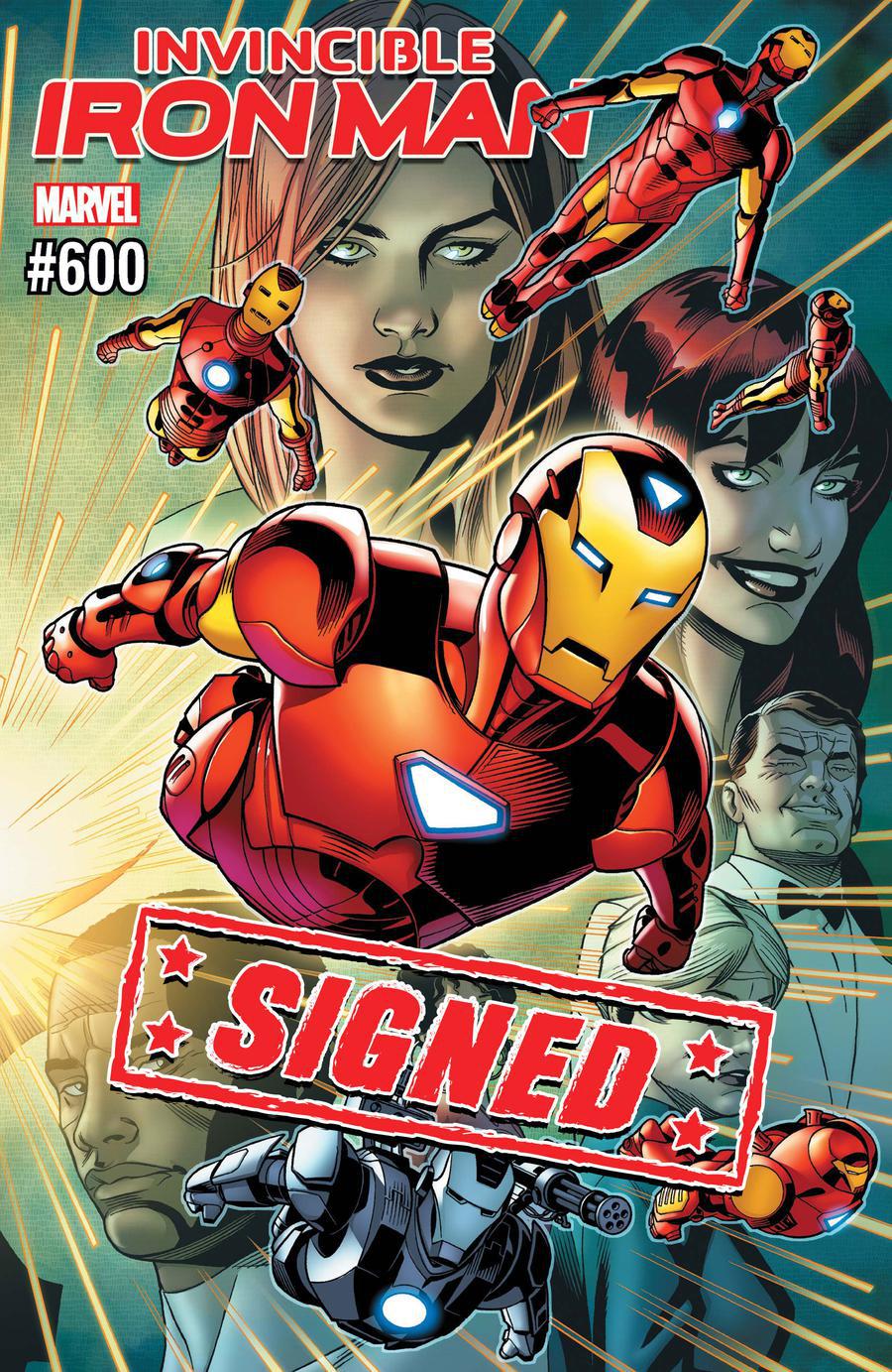 Invincible Iron Man Vol 3 #600 Cover J DF Gold Signature Series Signed By Stan Lee