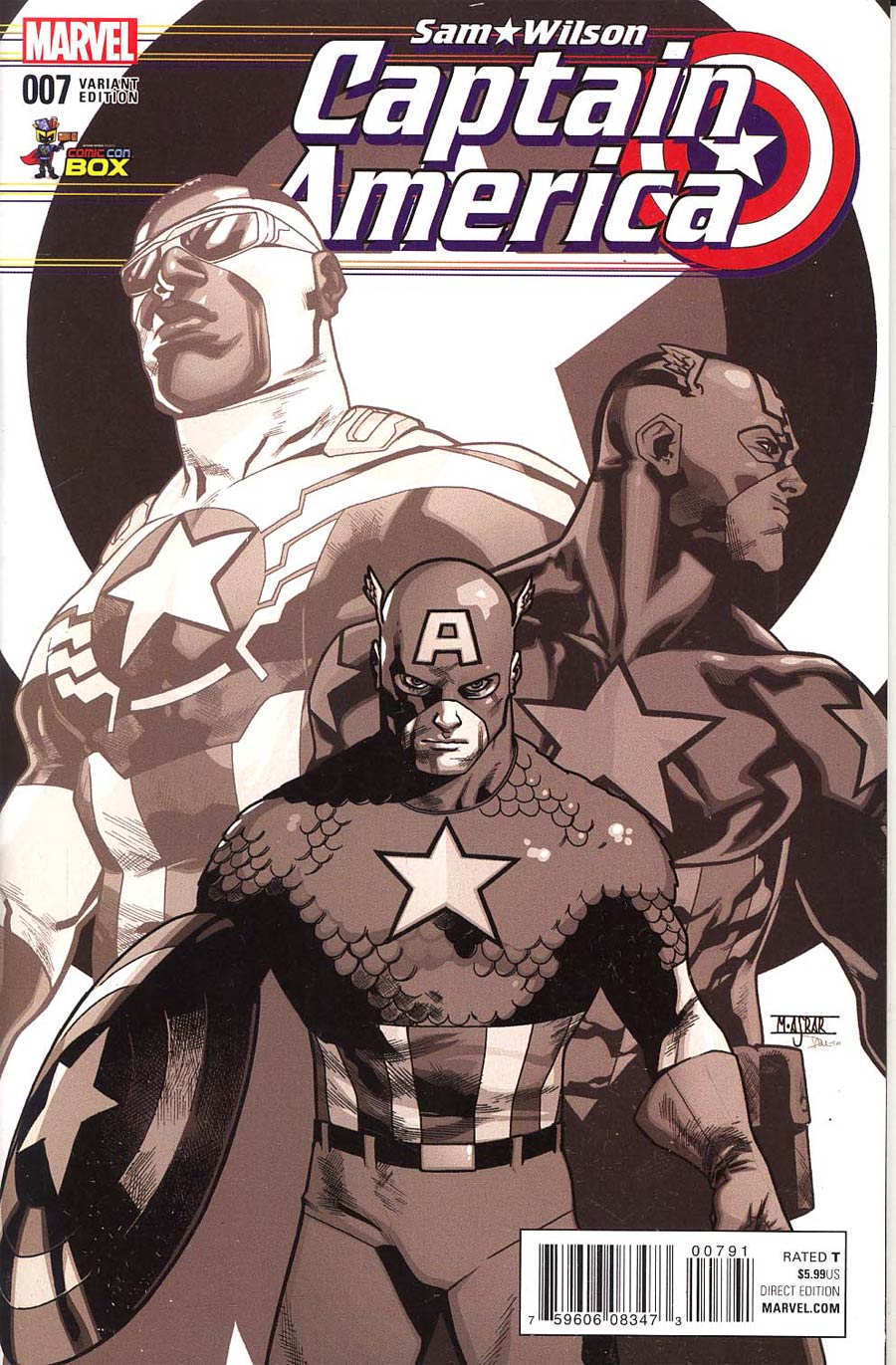 Captain America Sam Wilson #7 Cover H Wizard World Comic Con Box Variant Black And White Cover (Standoff Tie-In)