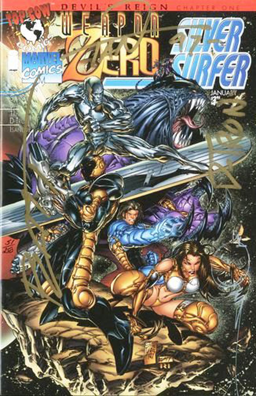 Weapon Zero Silver Surfer One Shot Cover E DF Signed Without Certificate (Devils Reign Part 1)