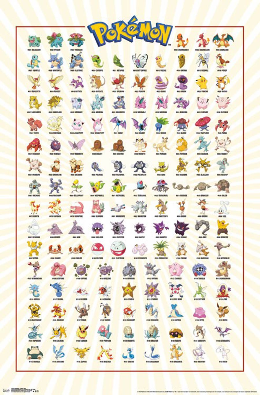 Pokemon Kanto Grid Poster