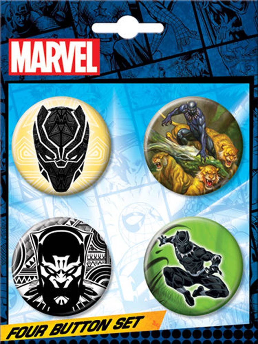 Marvel Comics Black Panther Carded 4-Button Set (86093BT4)