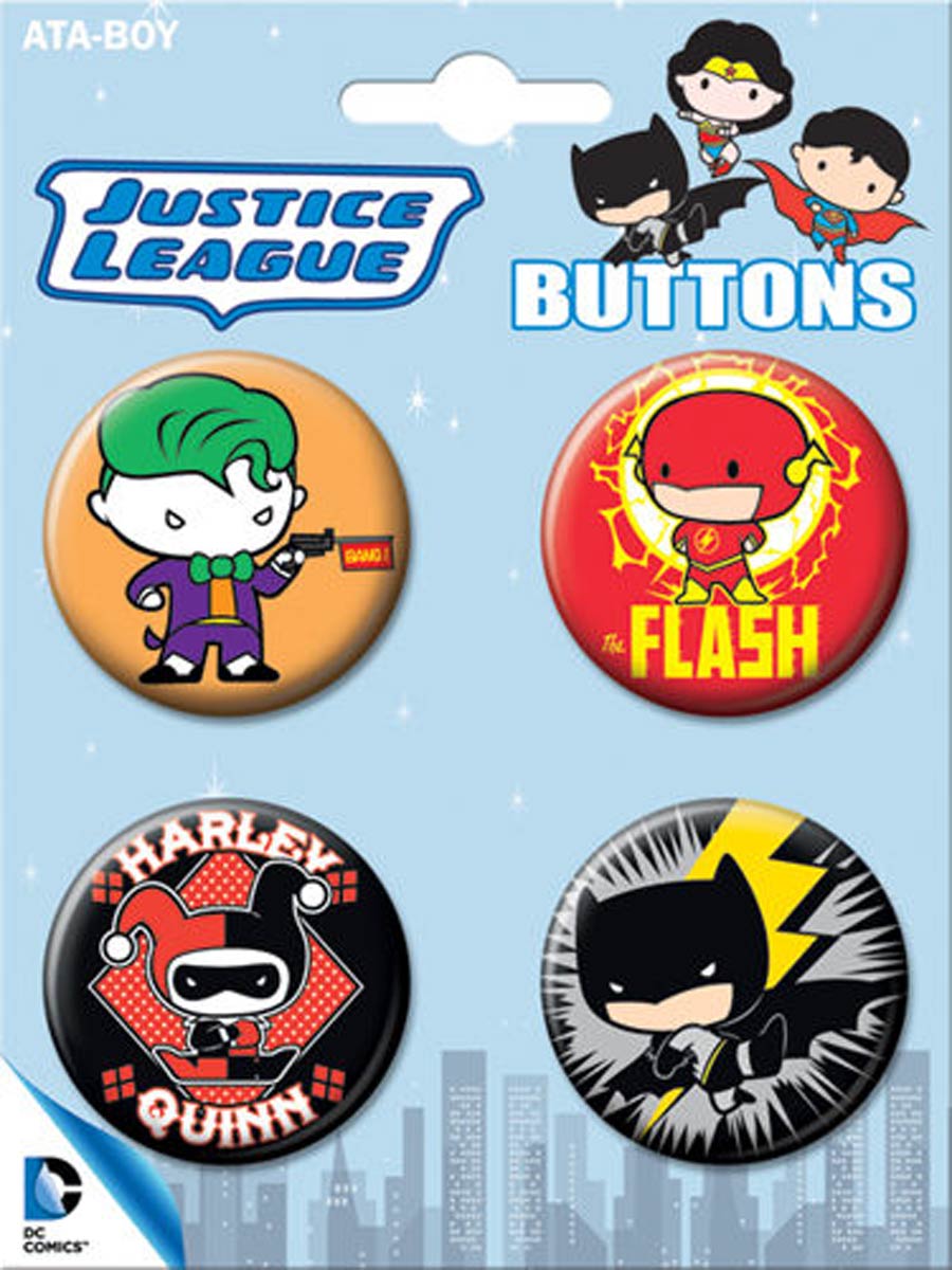 DC Comics Chibi Set #2 Carded 4-Button Set (85241BT4)