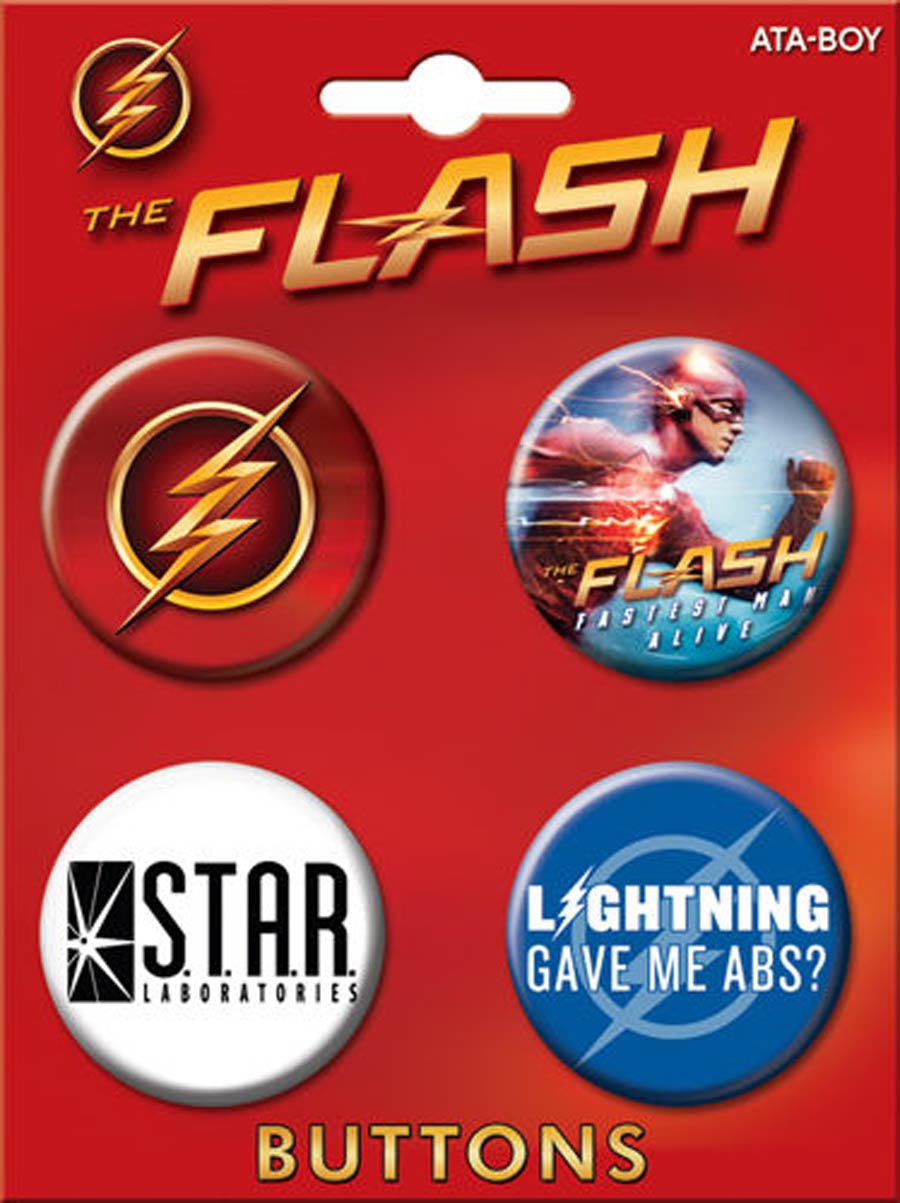 DC Comics Flash TV 4 Set #2 Carded 4-Button Set (84279BT4)