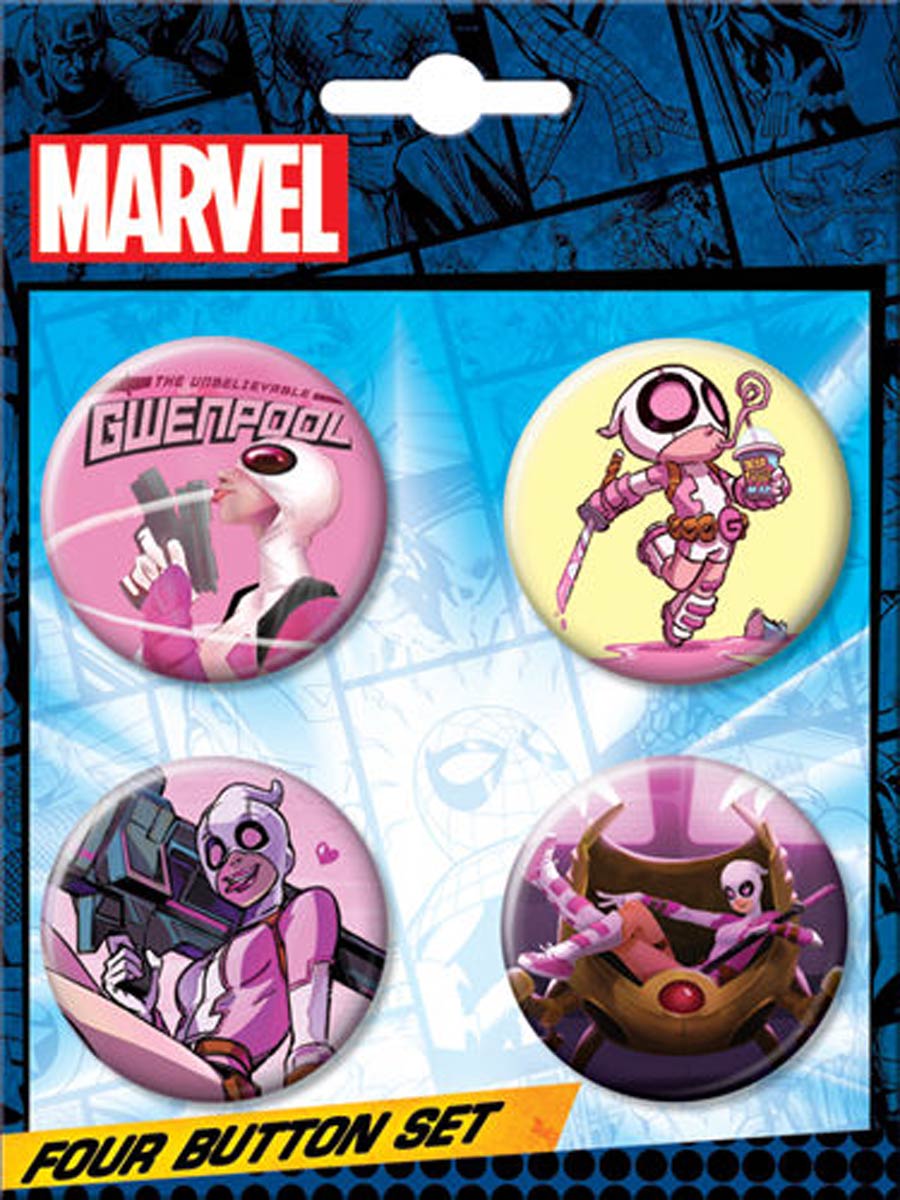 Marvel Comics Gwenpool Carded 4-Button Set (86088BT4)