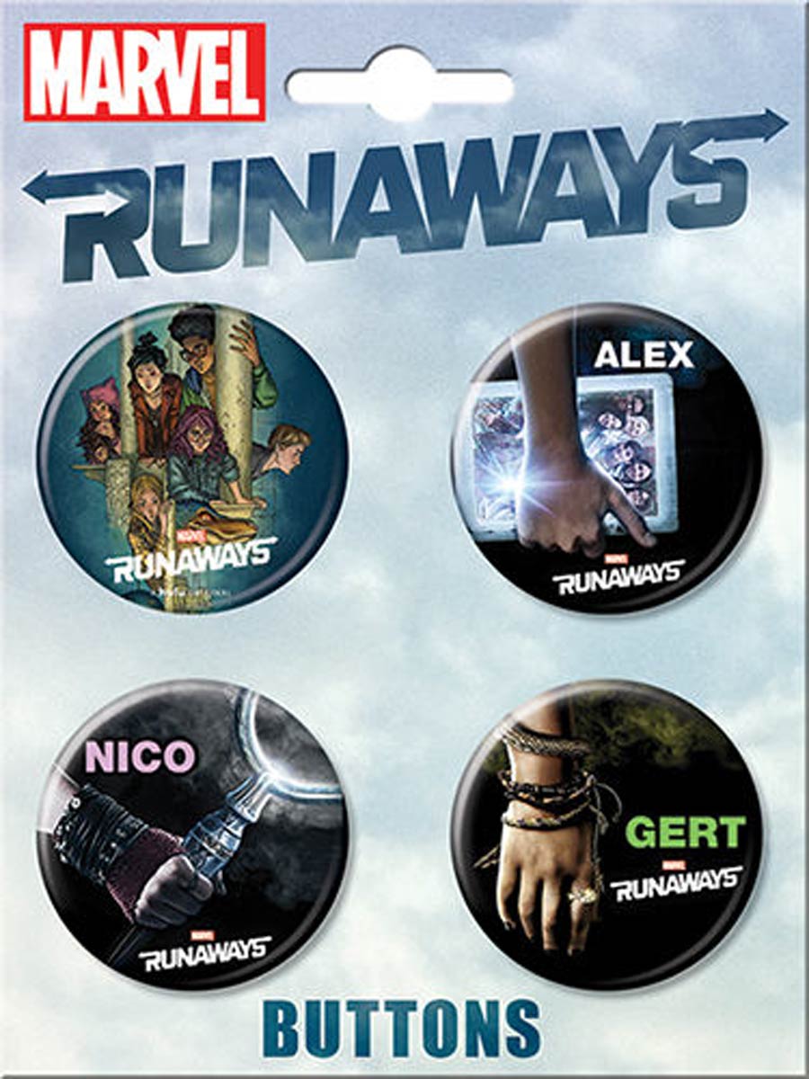 Marvel Comics Runaways Carded 4-Button Set (86096BT4)
