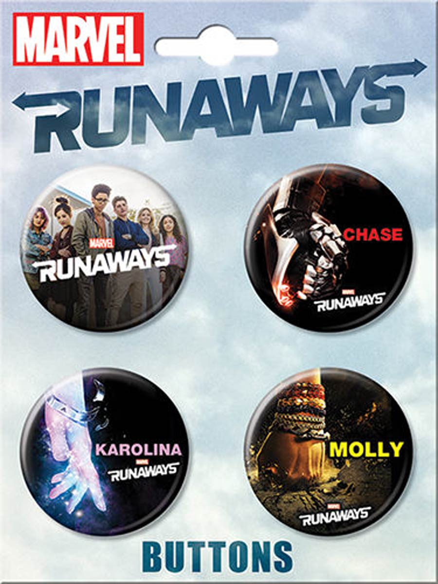 Marvel Comics Runaways Set #2 Carded 4-Button Set (86575BT4)