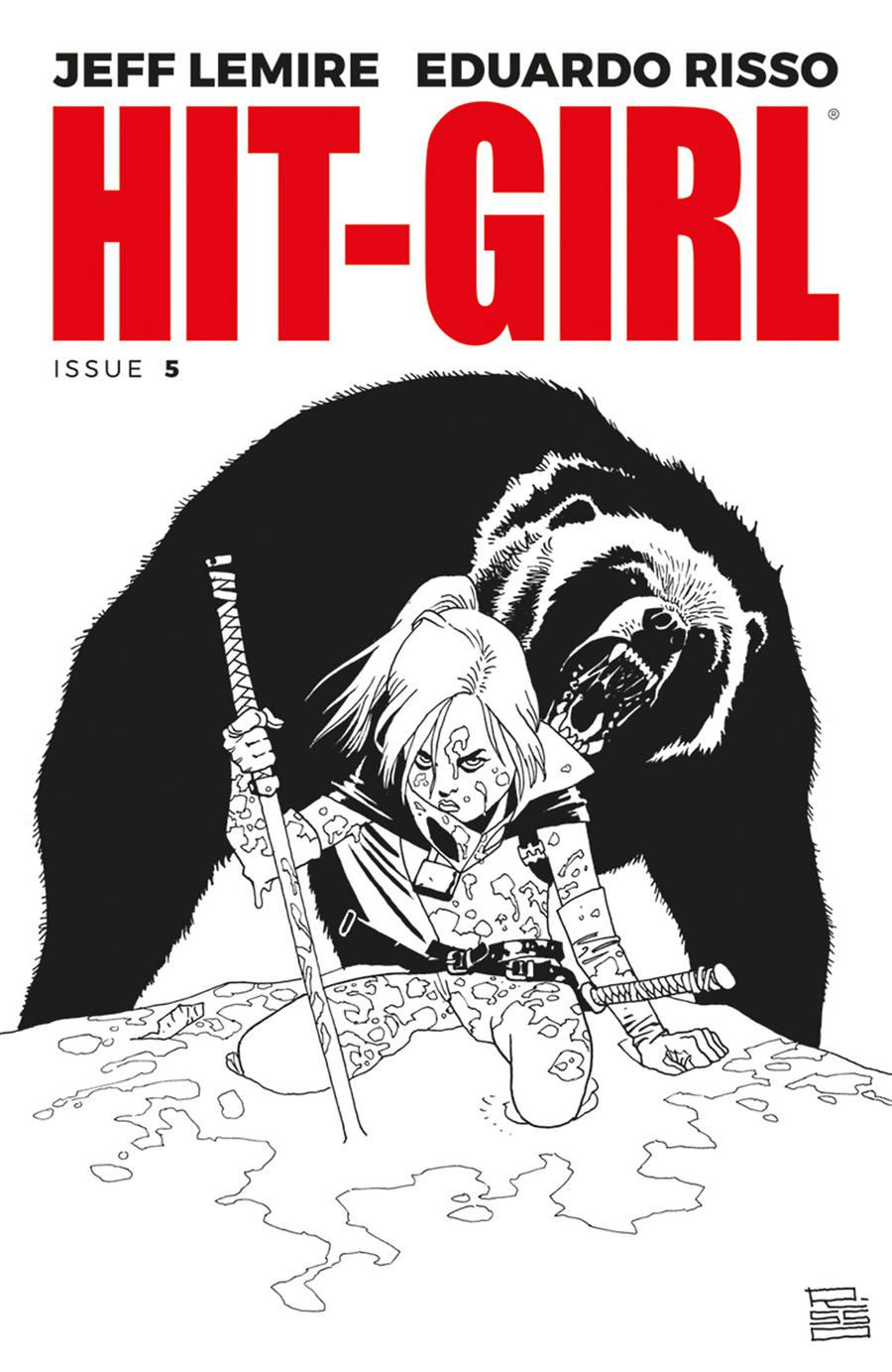 Hit-Girl Vol 2 #5 Cover B Variant Eduardo Risso Black & White Cover