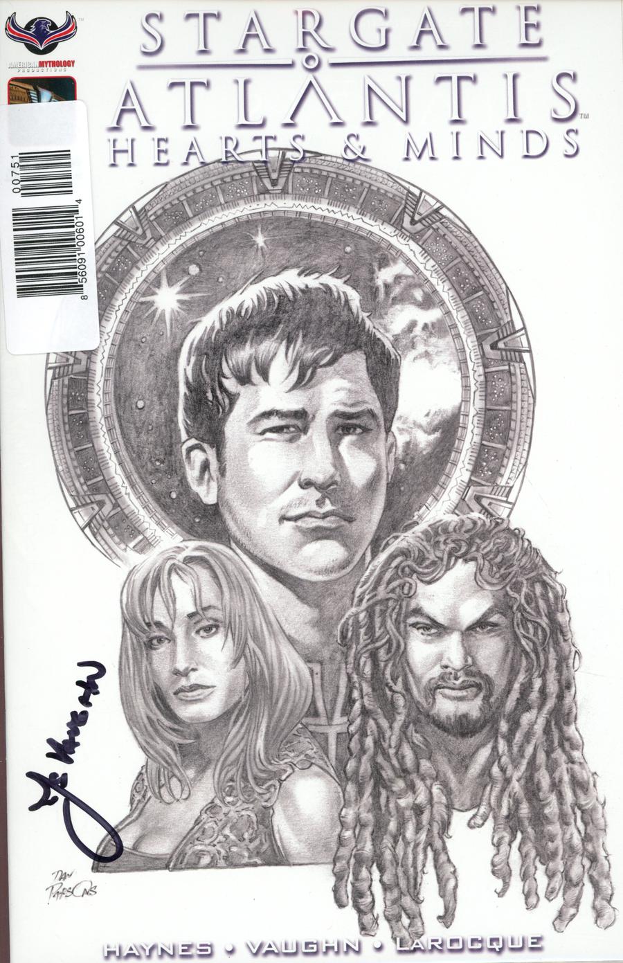 Stargate Atlantis Hearts & Minds #1 Cover F Limited Edition Black & White Cover Signed By JC Vaughn