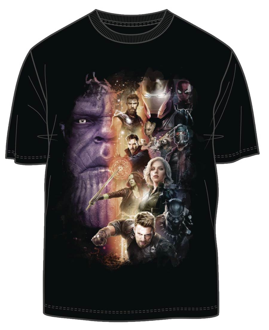 Avengers Infinity War Poster Group Previews Exclusive Black T-Shirt Large