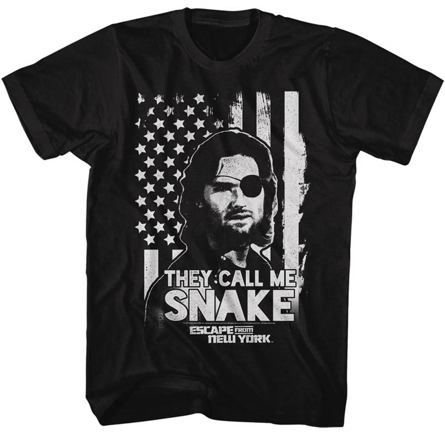 Escape From New York Snake Flag Black T-Shirt Large