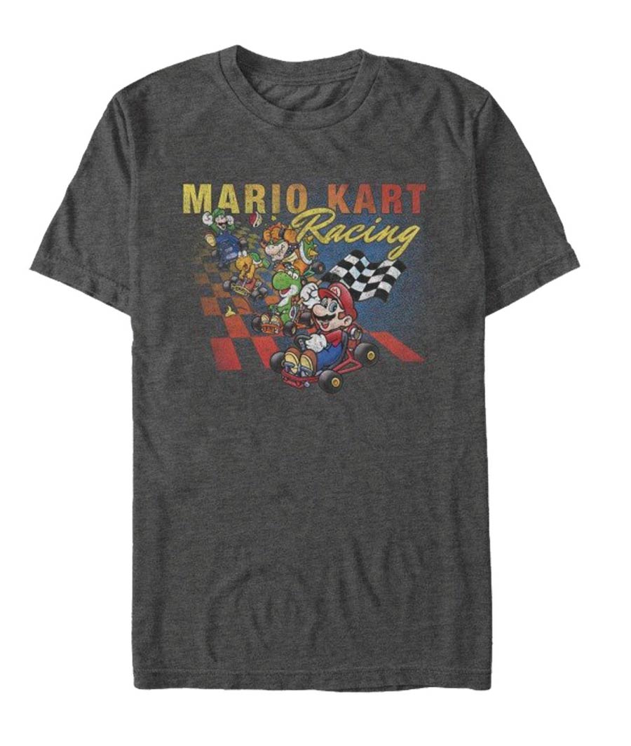 Mario Kart Racing Charcoal Heather T-Shirt Large