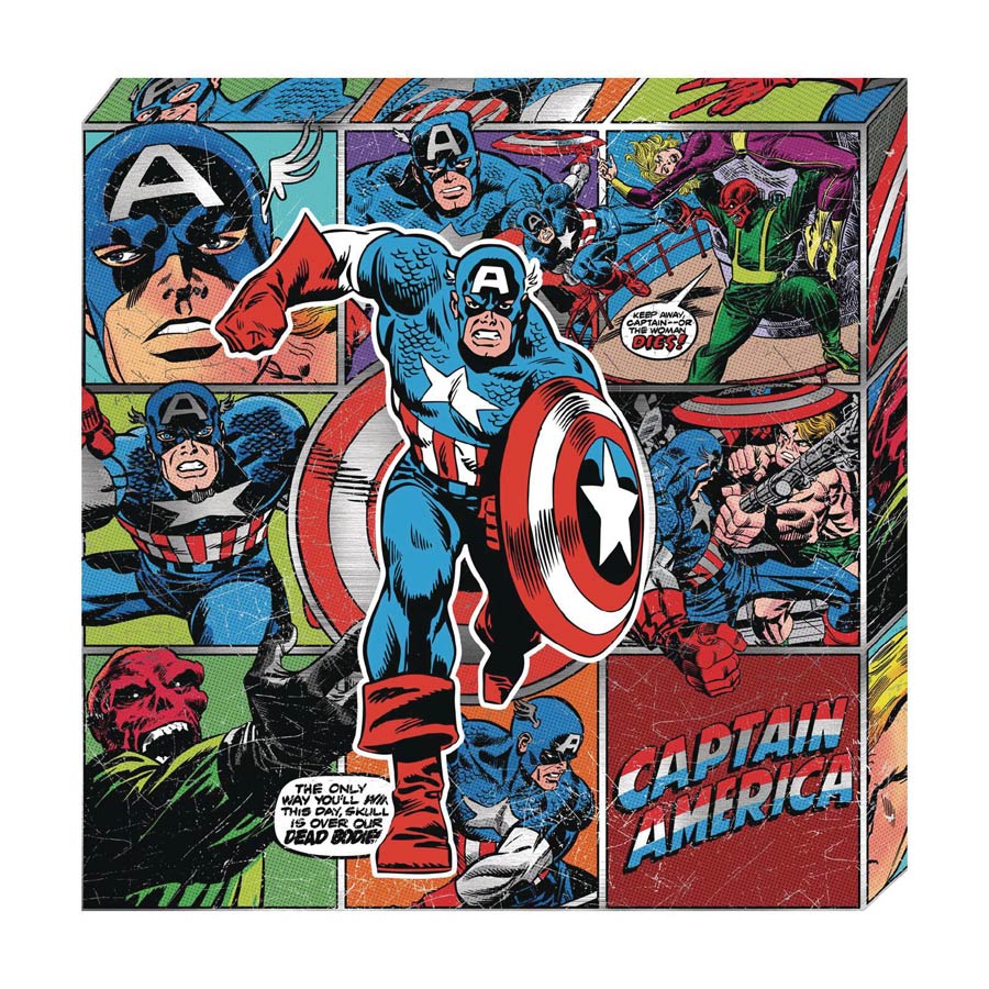 Marvel Comics Action Metallic Canvas Art Print - Captain America