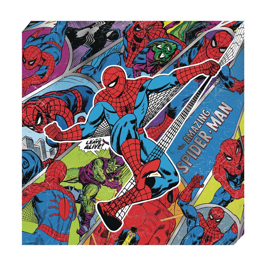 Marvel Comics Action Metallic Canvas Art Print - Spider-Man