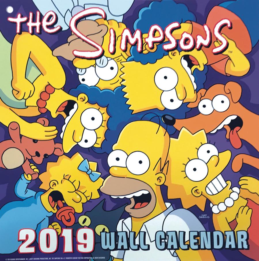 Simpsons Concurrent Heads 2019 12x12-inch Wall Calendar