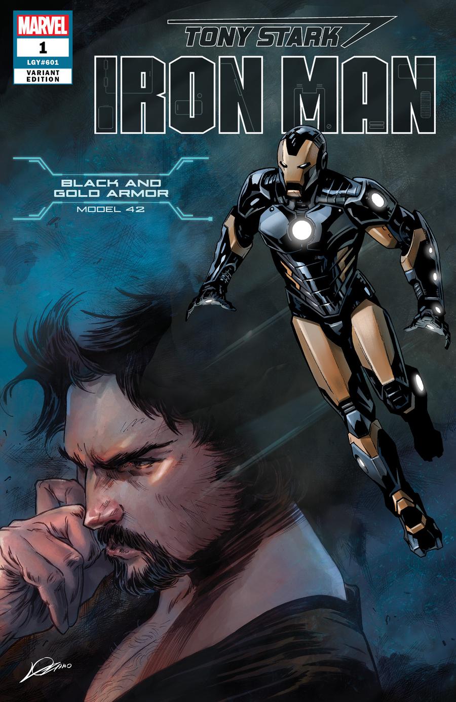 Tony Stark Iron Man #1 Cover D Variant Alexander Lozano & Valerio Schiti Model 42 Black And Gold Armor Cover