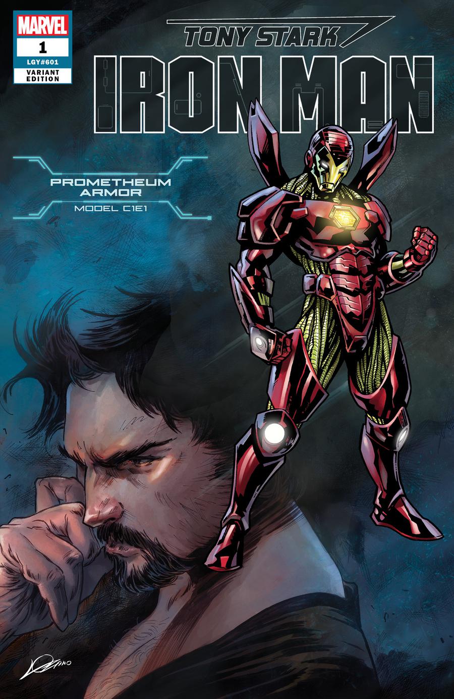 Tony Stark Iron Man #1 Cover H Variant Alexander Lozano & Valerio Schiti Model C1E1 Prometheum Armor Cover