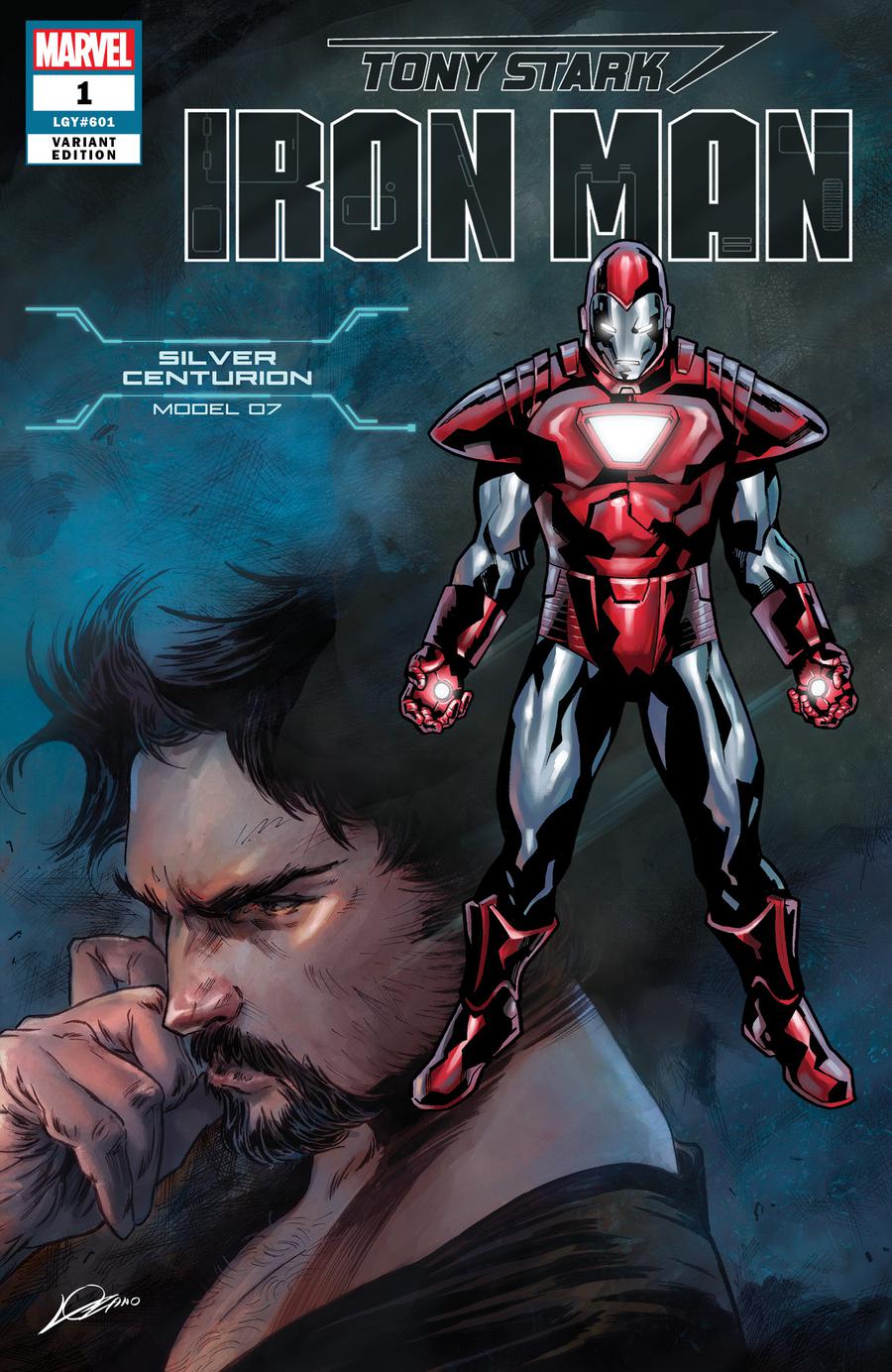 Tony Stark Iron Man #1 Cover P Variant Alexander Lozano & Valerio Schiti Model 07 Silver Centurion Armor Cover