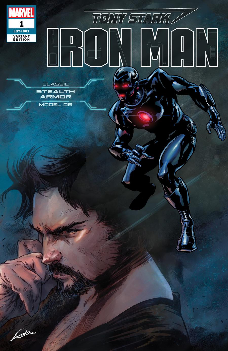 Tony Stark Iron Man #1 Cover R Variant Alexander Lozano & Valerio Schiti Model 06 Classic Stealth Armor Cover