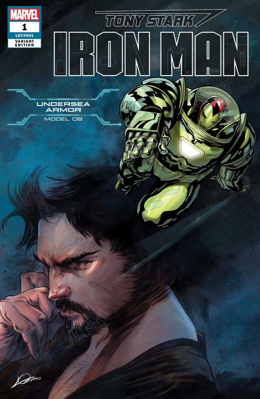 Tony Stark Iron Man #1 Cover U Variant Alexander Lozano & Valerio Schiti Model 08 Undersea Armor Cover