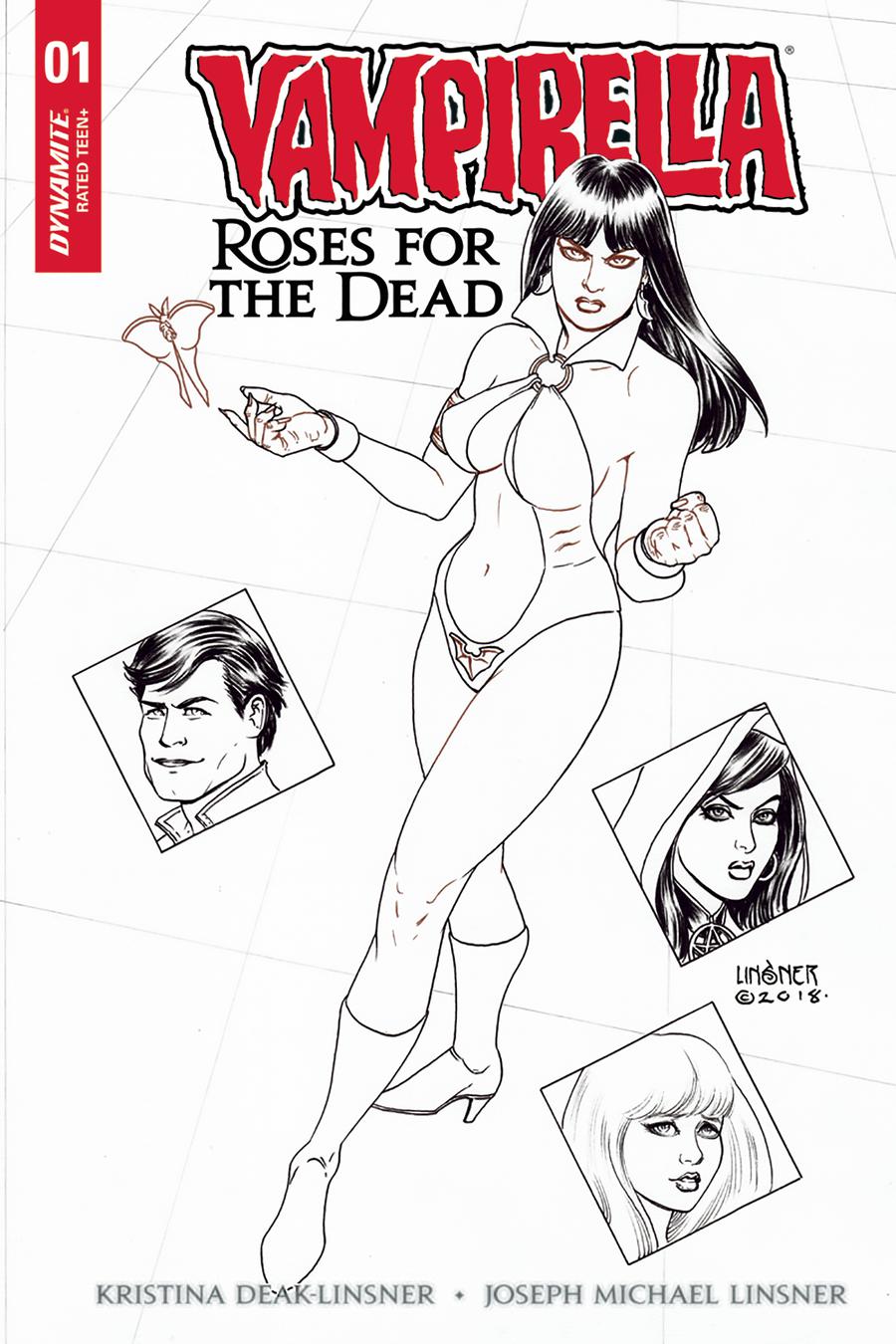 Vampirella Roses For The Dead #1 Cover G Incentive Joseph Michael Linsner Black & White Cover