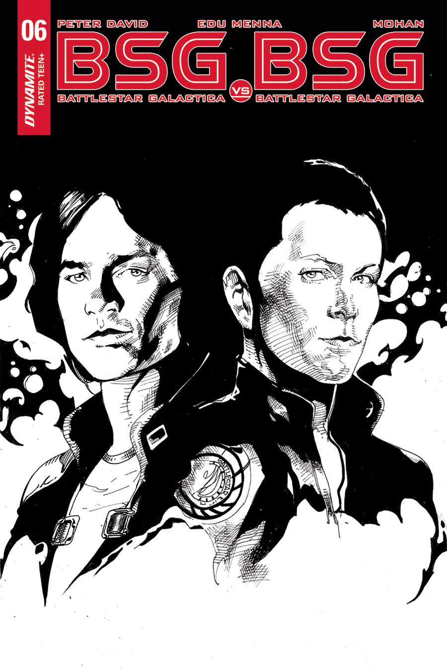 Battlestar Galactica vs Battlestar Galactica #6 Cover E Incentive Roberto Castro Apollo Split Black & White Cover