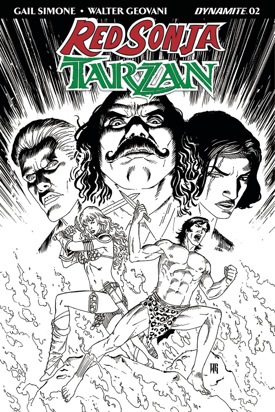 Red Sonja Tarzan #2 Cover E Incentive Walter Geovani Black & White Cover