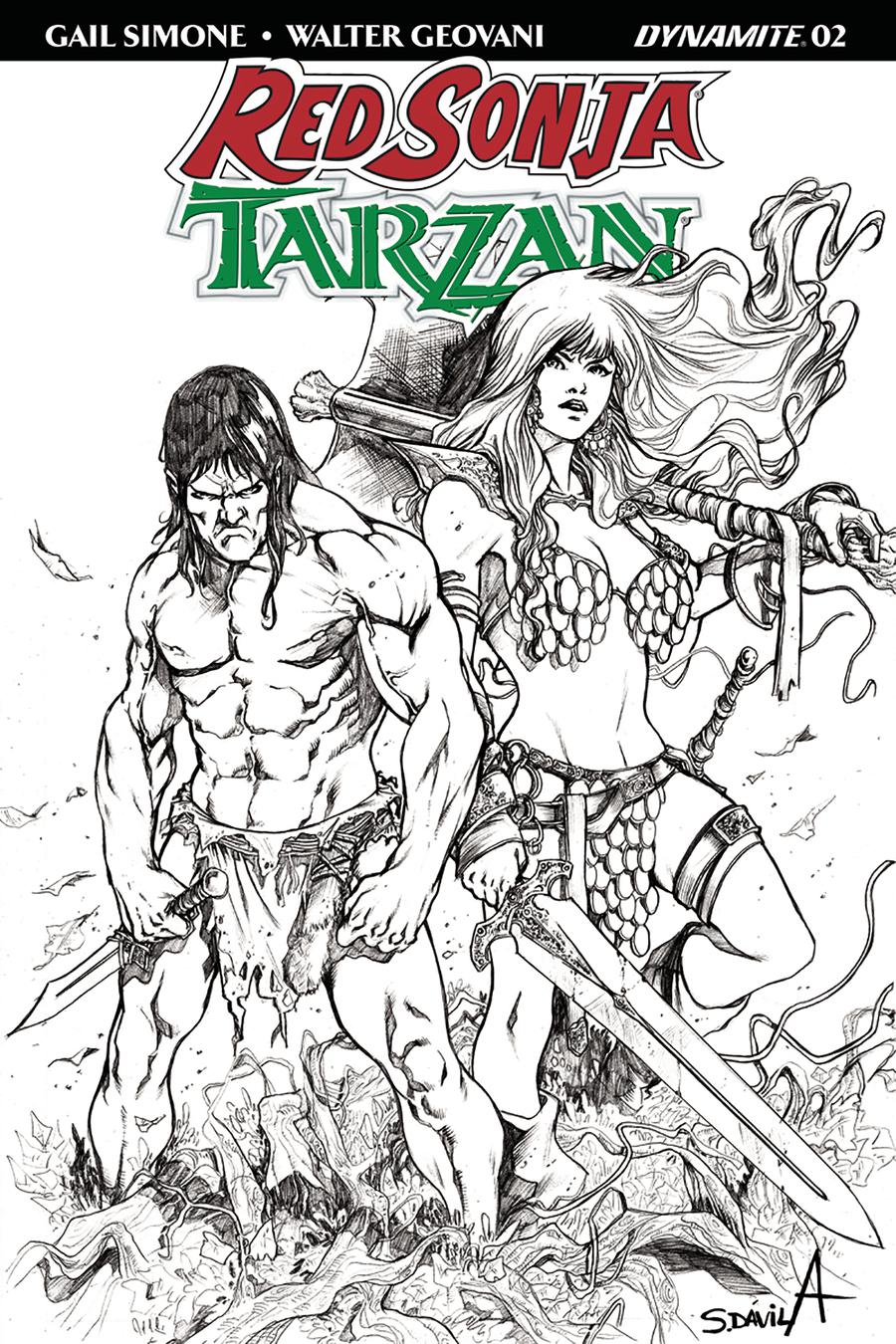 Red Sonja Tarzan #2 Cover F Incentive Sergio Davila Black & White Cover