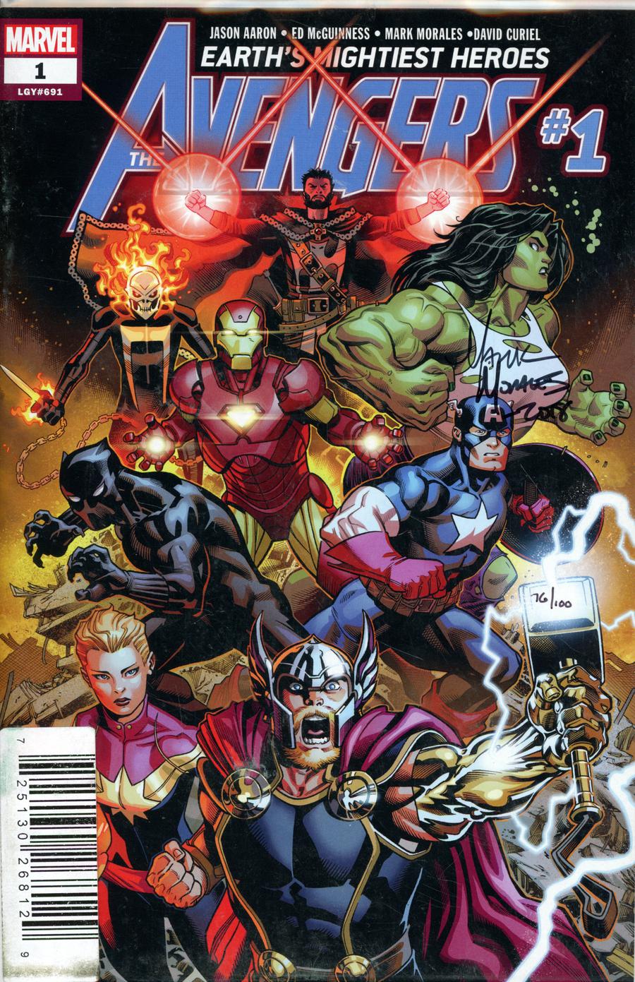 Avengers Vol 7 #1 Cover I DF Signed By Mark Morales